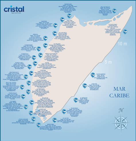 Cozumel dive sites map - Ontheworldmap.com