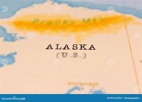 Alaska in Focus on a Tilted World Map. Stock Photo - Image of economy ...