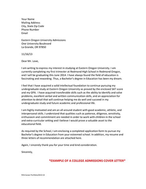 College Admission Application Letter - How to write a College Admission ...