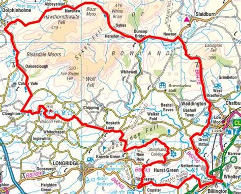 The Forest of Bowland map | Cumbria lake district, Preston lancashire ...