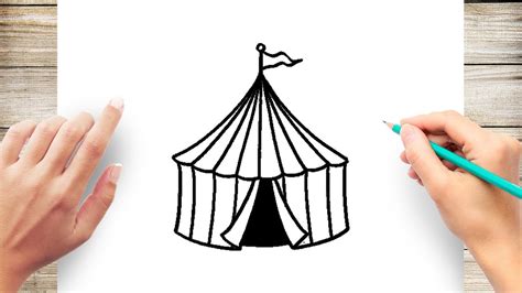 How To Draw Circus Tent Step by Step - YouTube