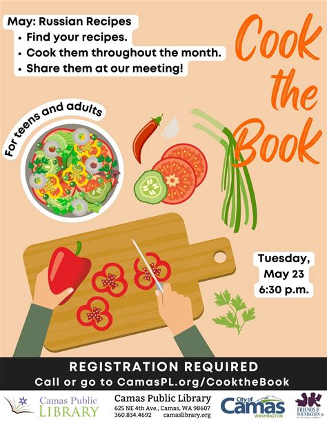 “Cook the Book” Cooking Club at Camas Library – Events