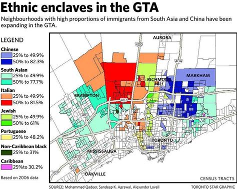 Ethnic enclaves in the Greater Toronto Area : r/MapPorn