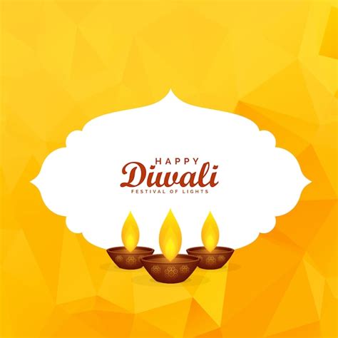 Premium Vector | Yellow diwali festival greeting background with burning diya