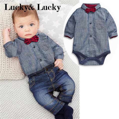 2pcs/set newborn baby boy clothes gentleman grey rompers with bow ...