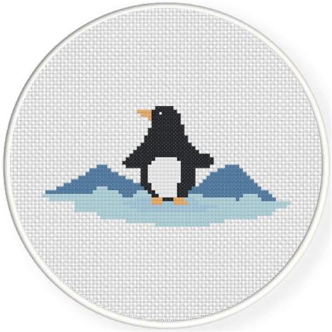 Penguin And Mountains Cross Stitch Pattern – Daily Cross Stitch