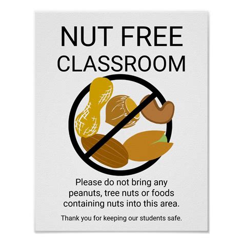 Peanut & Tree Nut Free Classroom School Sign | Zazzle | School signs ...