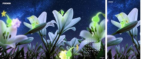 July Calendar Wallpaper: Pikmin™ 4 (Glow Pikmin) | Rewards | My Nintendo