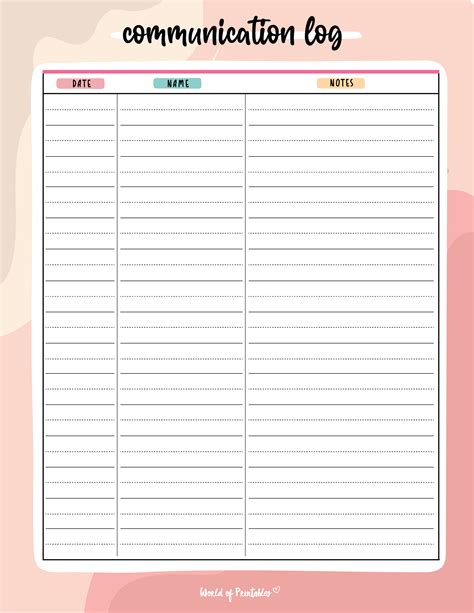 Editable Communication Log Template - Templates Printable 2024