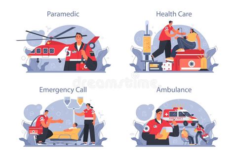 Ambulance Concept Set. Emergency Medical Technician in the Uniform ...