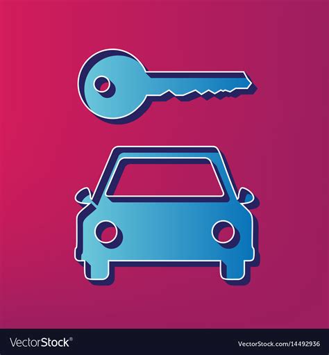 Car key simplistic sign blue 3d printed Royalty Free Vector