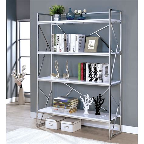 Furniture of America Kosh Modern Chrome Metal 4-shelf Bookcase - Walmart.com