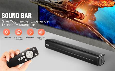 Small Sound Bars for TV, AUEEDS 50W 16-Inch Ultra Slim Mini Surround ...