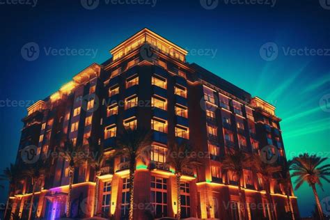 Hotel exterior in the night, Generative AI 29878480 Stock Photo at Vecteezy