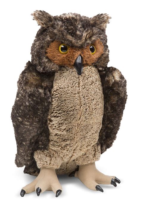 Melissa & Doug Giant Owl - Lifelike Stuffed Animal (17 inches tall) , Brown | Owl plush, Owl ...