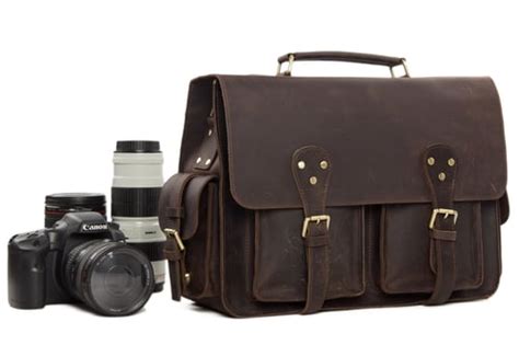 Vintage Genuine Leather DSLR Camera Bag Leather Briefcase SLR Camera Bag 7145 | MoshiLeatherBag ...