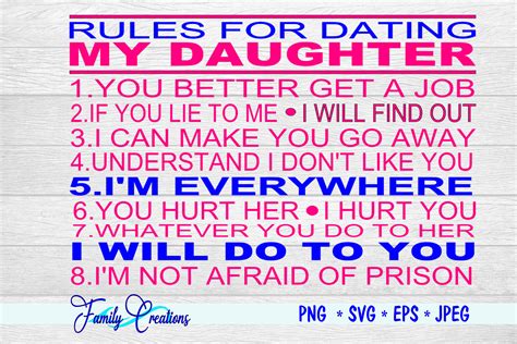 Rules For Dating My Daughter By Family Creations | TheHungryJPEG