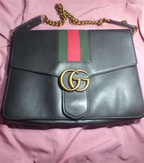 Gucci black leather, Luxury, Bags & Wallets on Carousell