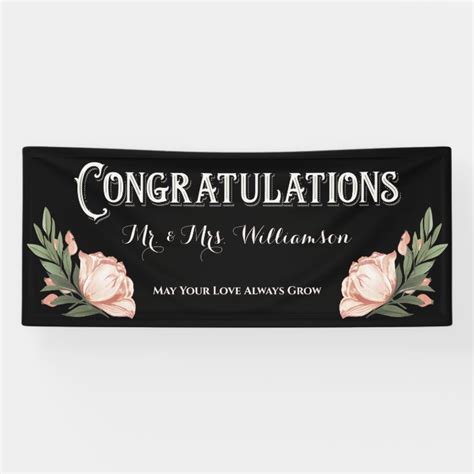 Congratulations Elegant Wedding Reception Flowers Banner | Zazzle.com