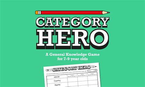 Category Hero: Printable General Knowledge Game for 7 to 9 Year Olds