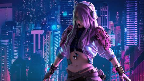 Cyberpunk City Girl - 4k Wallpapers