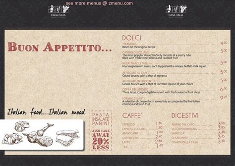 Menu at Casa Italia pub & bar, Manchester, 688-690 Wilmslow Rd