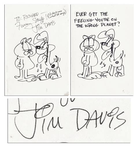 Lot Detail - Jim Davis Original Art Signed of His Famous Feline Character Garfield -- Davis ...