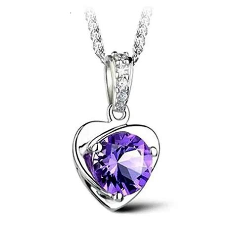 Purple Crystal Pendant Necklace For Women Necklaces & Pendants 925 Sterling Silver Jewelry ...