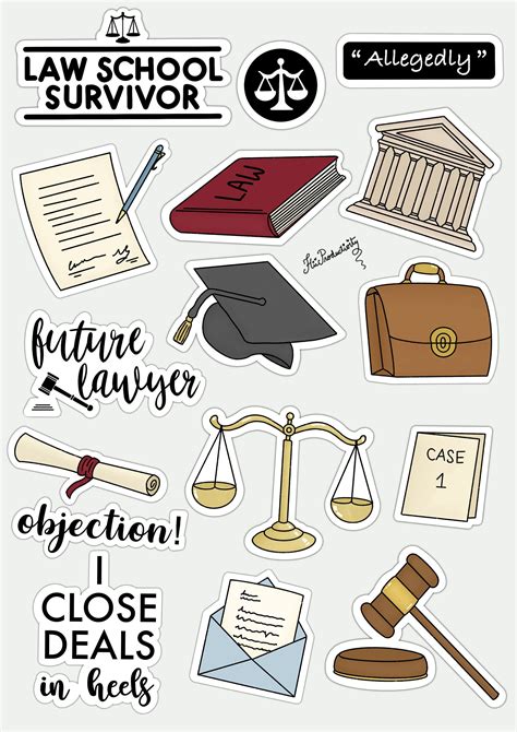 the law school sticker sheet is shown