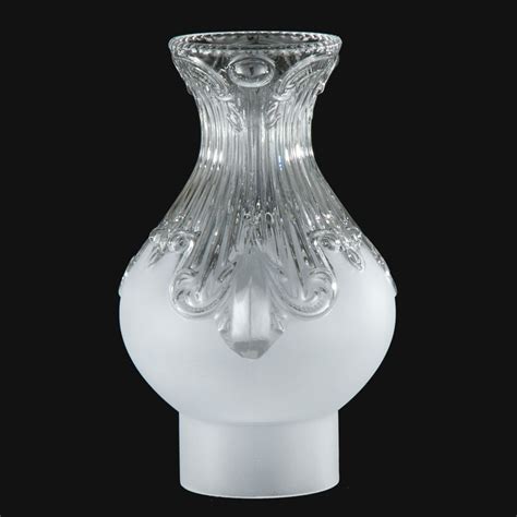 Princess Feather Oil Lamp Chimney Clear Crystal & Satin Etched Glass 3 inch Bottom Fitter ...