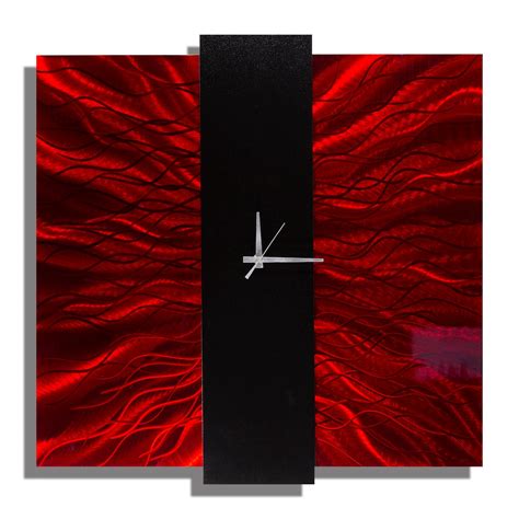 Red & Black Metal Wall Clock Abstract Functional Art - Etsy