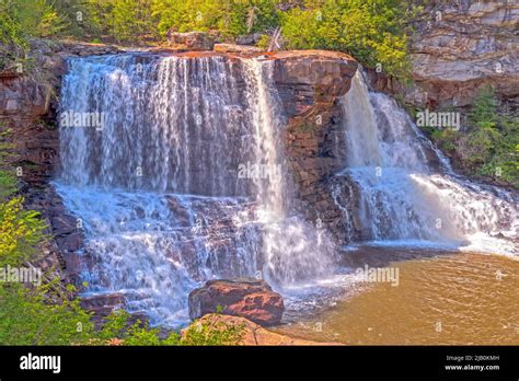 Dramatic Blackwater Falls in the Spring in West Virginia Stock Photo ...