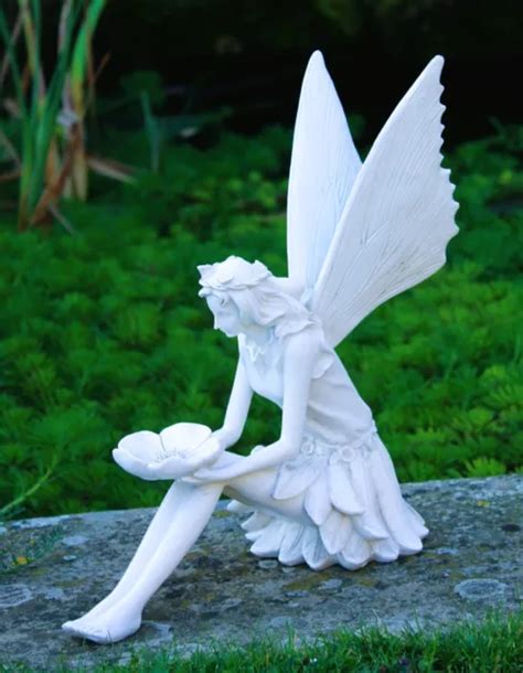 GARDEN ORNAMENT SITTING Magical Fairy Figurine Angel Statue Home Decor 28cm £12.75 - PicClick UK