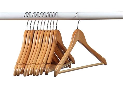 (24) Natural wood Pack Solid Wood Clothes Hangers, Coat Hanger Wooden ...