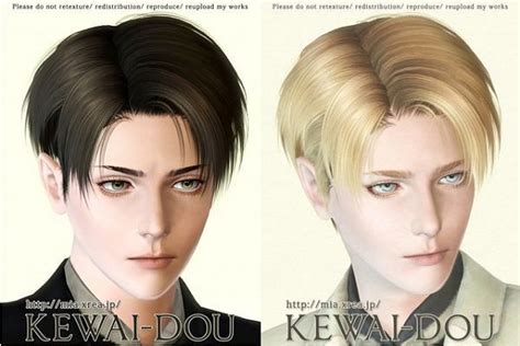 Sims 3 Updates - Kewai-Dou : Levi hair for males by Mia | Hairstyle, Sims hair, Sims 4 hair male