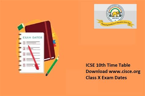 ICSE 10th Time Table 2025 Download www.cisce.org Class X Exam Dates