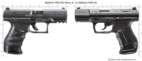 Walther PPQ M2 9mm 4" vs Walther P99 AS size comparison | Handgun Hero