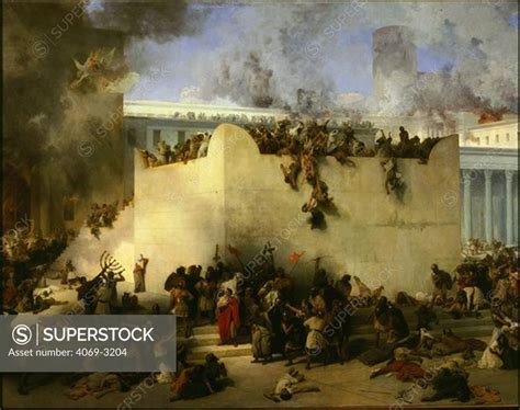 The Destruction of the Temple in Jerusalem, 70 AD, by Roman soldiers - SuperStock