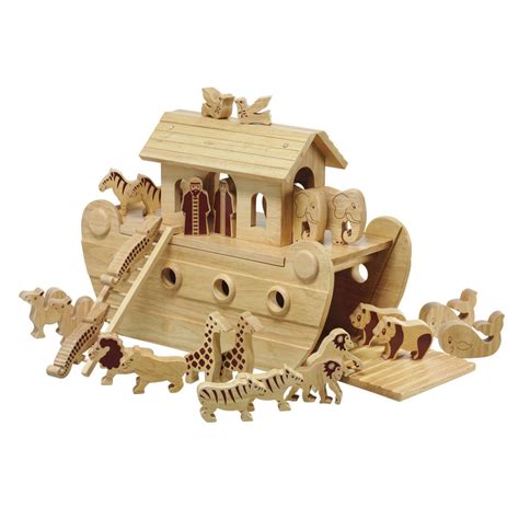 Deluxe Natural Wood Noah's Ark Playset + 24 Characters By Lanka Kade