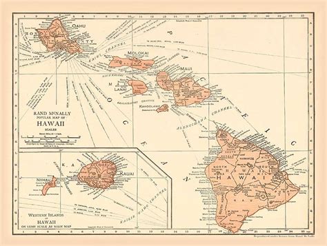 Hawaiian Islands Vintage Map Antique hawaiian map | Vintage map ...