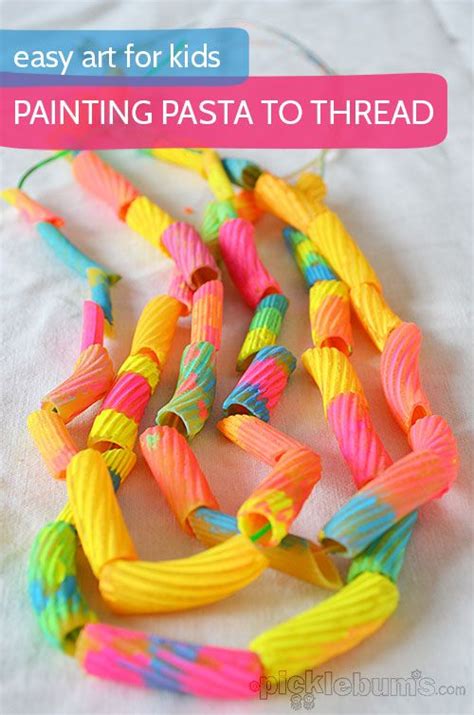 Painting Pasta to Thread | Easy art for kids, Toddler crafts, Craft activities for kids