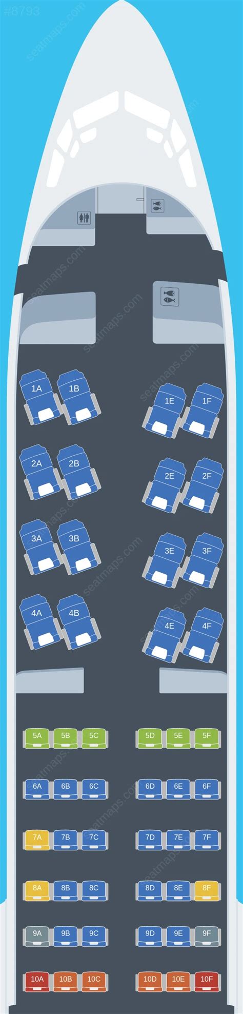 Seat map of Copa Airlines Boeing 737 MAX 9 aircraft