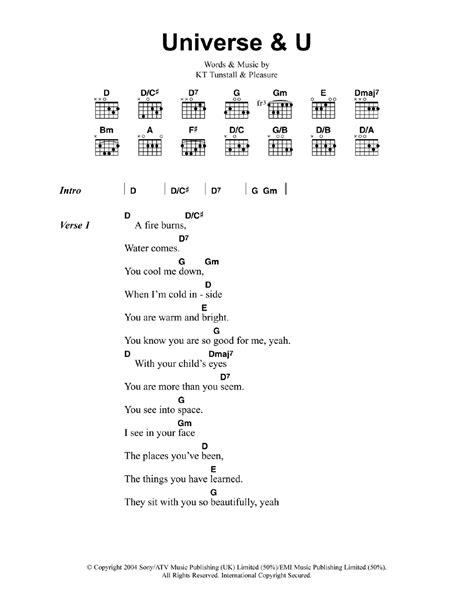 Universe and U by KT Tunstall - Guitar Chords/Lyrics - Guitar Instructor