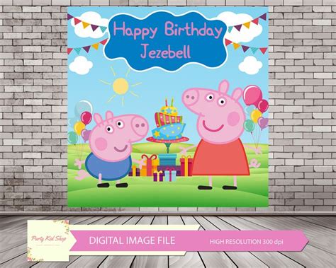 Peppa Pig Family Printable Backdrop, Peppa Pig Banner, Peppa Pig Backdrop, Peppa Pig Printabl ...