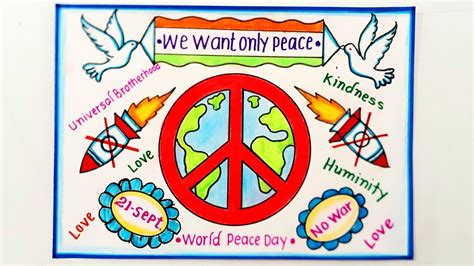 International Peace Day Drawing//World Peace Day Poster Drawing//How to no war only Peace Chart ...