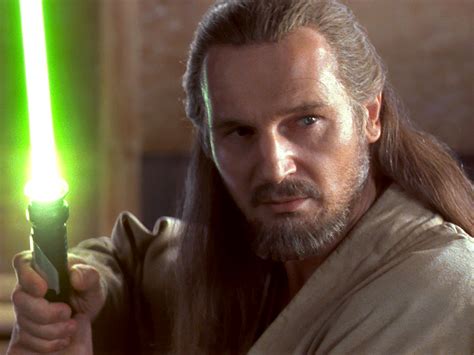 Download Green Lightsaber Glow Jedi Lightsaber Beard Star Wars Qui-gon Jinn Liam Neeson Movie ...