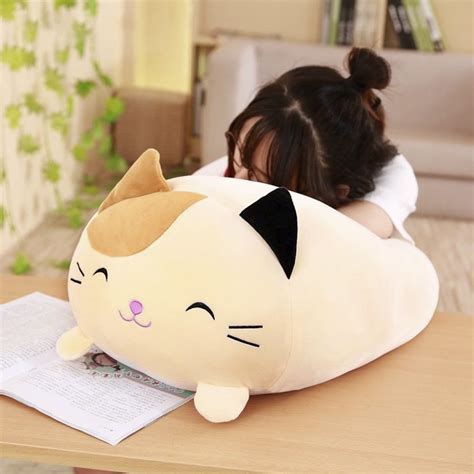 Protoiya Plush Toy Cat Chubby Soft Cute Cartoon Animal Cushion Pillow ...