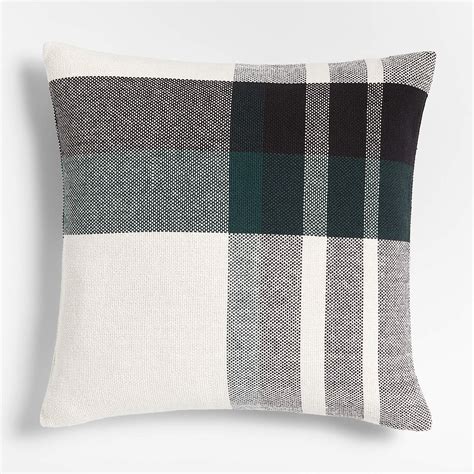 Holiday 23"x23" Green Plaid Throw Pillow with Down-Alternative Insert + Reviews | Crate & Barrel