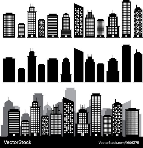 Building black and white icon set Royalty Free Vector Image