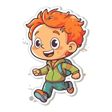 Boy Cartoon Running Image Stickers Vector, Fit, Sticker, Cartoon PNG ...